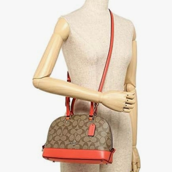 Coach F58295 Sierra Satchel Coated in Canvas & Leather Trim: Khaki / Orange - Picture 4 of 11